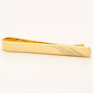 Gold Plated Tie Slide with Diagonal Lines