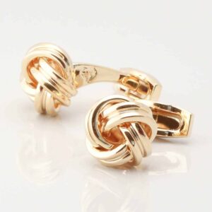 Large Rounded Knot Cufflinks, Gold