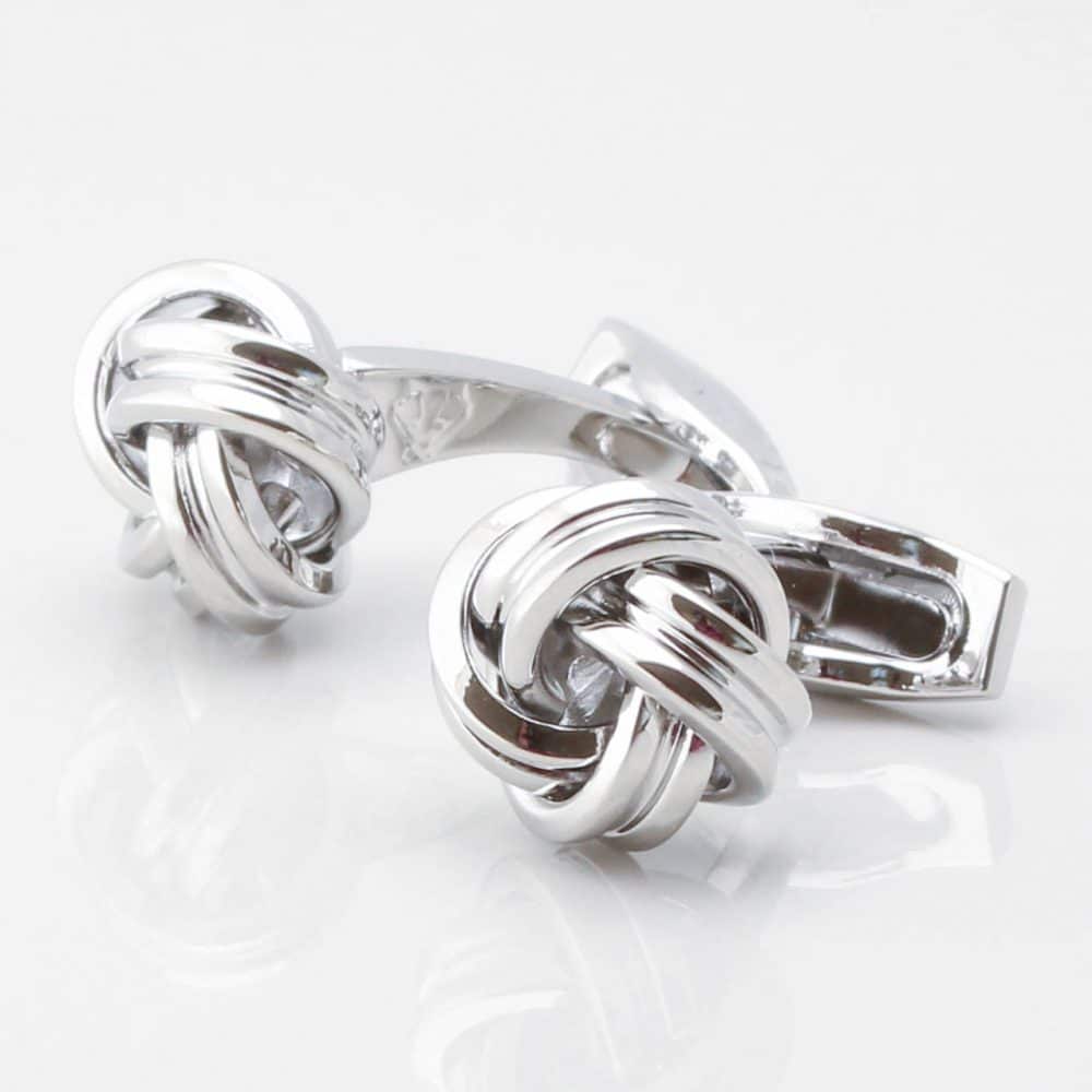 Large Rounded Knot Cufflinks, Silver