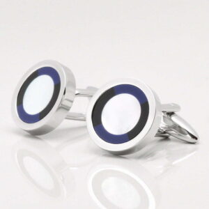 Mother of Pearl Cufflinks with a Lapis & Onyx Border