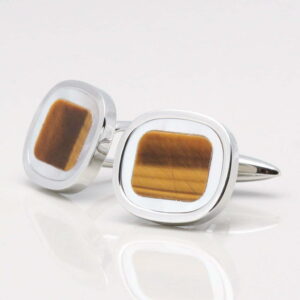 Mother of Pearl & Tiger Eye Stone Cufflinks