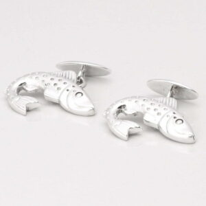 STERLING SILVER LEAPING FISH CUFFLINKS