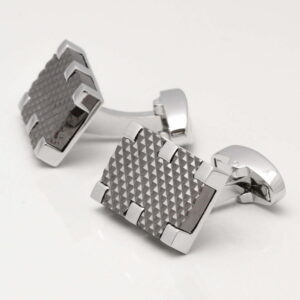 Silver Plated & Gunmetal Rectangular Cufflinks