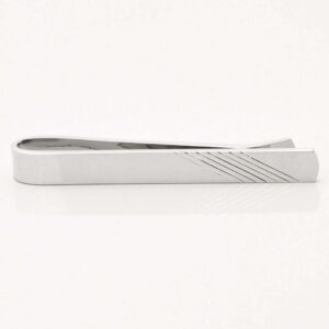 Silver Plated Tie Slide with Diagonal Lines