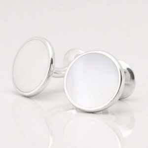 Sterling Silver Circular Mother of Pearl Cufflinks