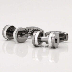 Two Tone Dumbbell Cufflinks