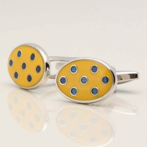 Yellow & Navy Spotted Cufflinks
