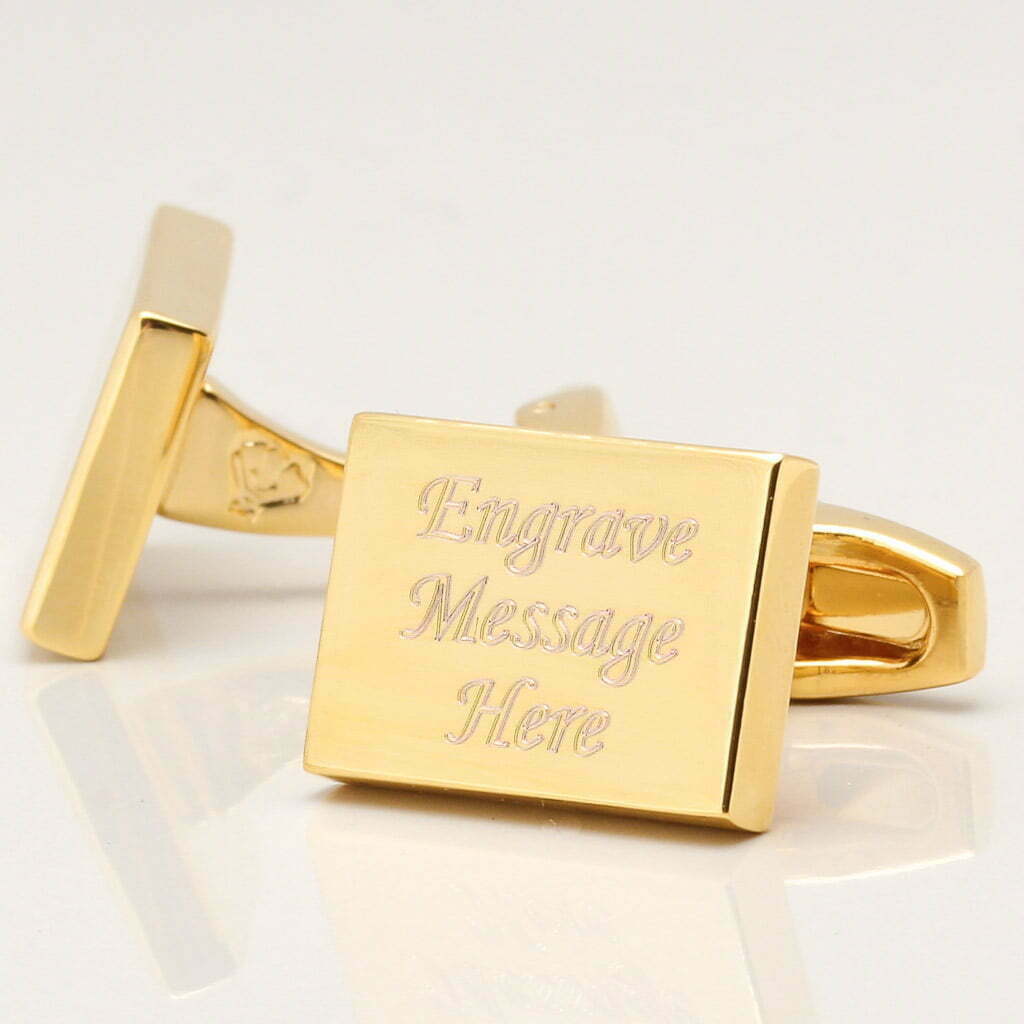Engraved Cufflinks, Gold Plated Rectangle by Badger & Brown. Free P&PBadger and Brown Cufflink