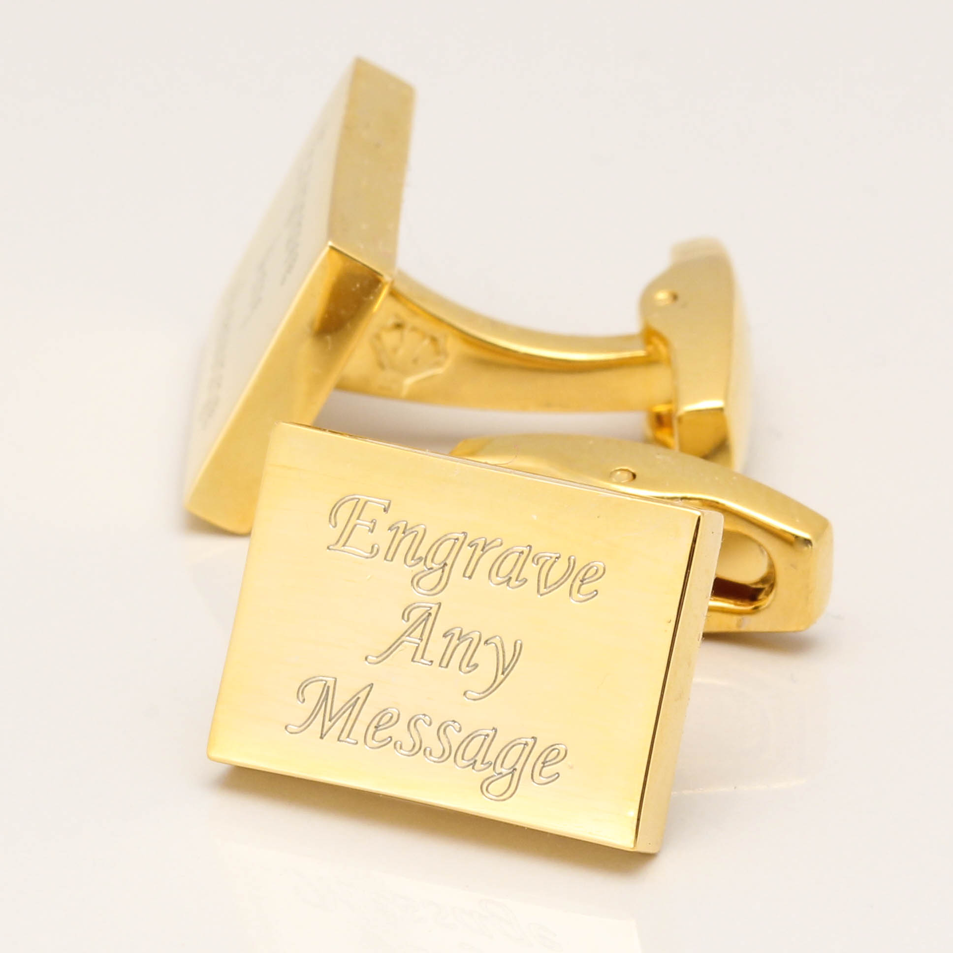 Engraved Cufflinks, Gold Plated Rectangle by Badger & Brown. Free P