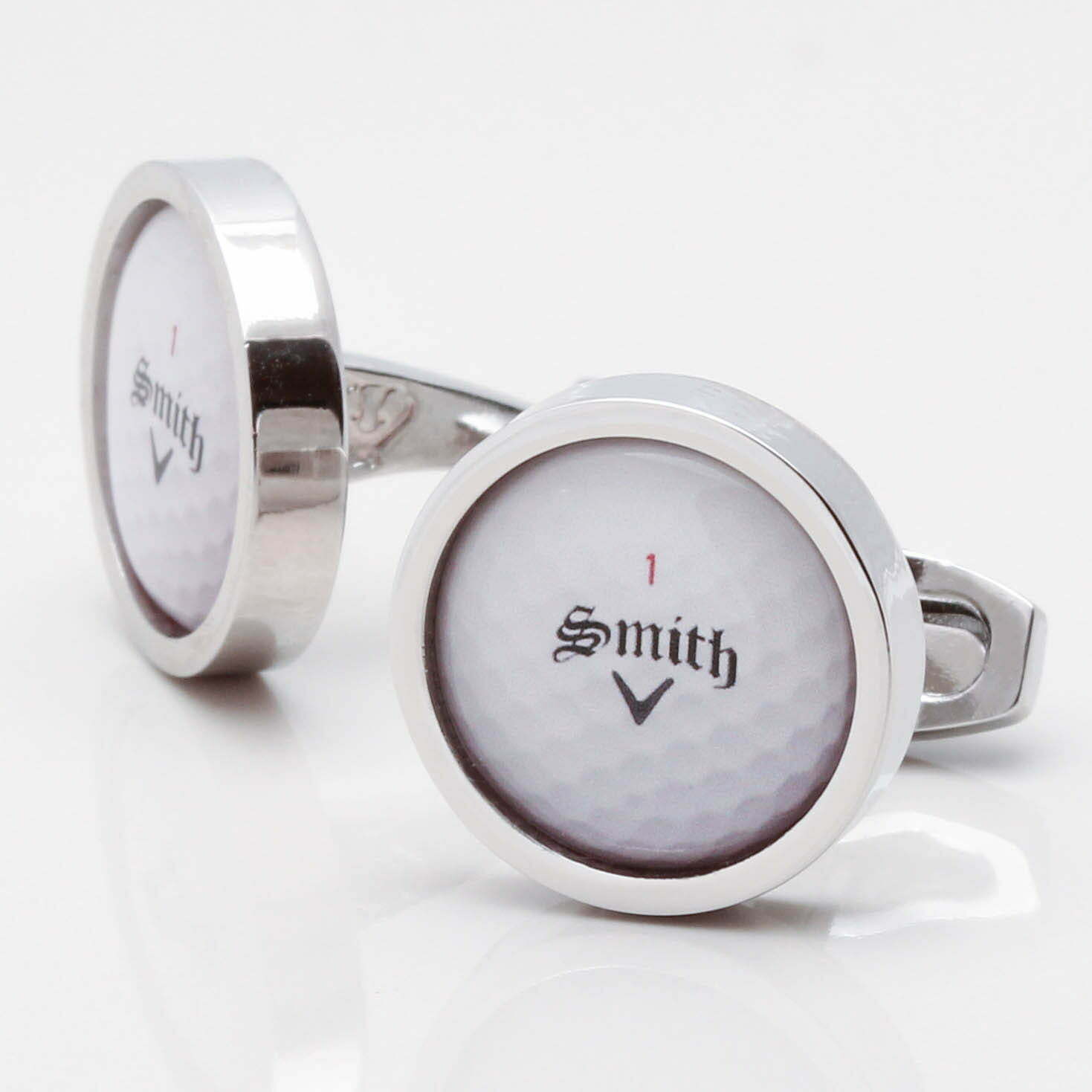 Personalised Name Golf Ball Cufflinks by Badger & Brown. Free Delivery