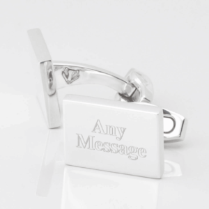 Sterling Silver Plated Rectangle Engraved Cufflinks