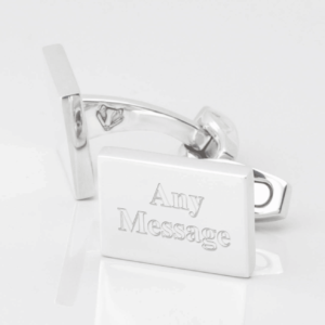Sterling Silver Rectangle Engraved Cufflinks