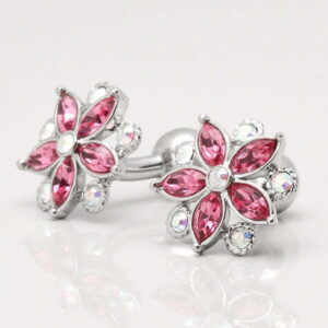 Rose & Clear Crystal Floral Cufflinks