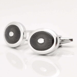 Black & Silver Oval Cufflinks