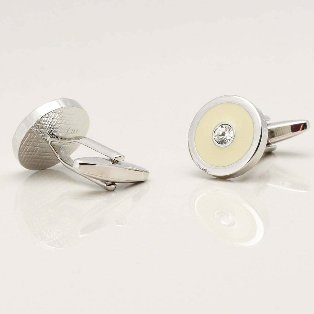 Ivory Cufflinks with Clear Crystals by Badger & Brown.Badger and Brown
