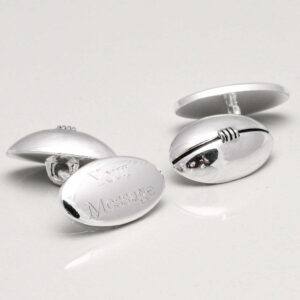Silver Plated Engraved Rugby Ball Cufflinks
