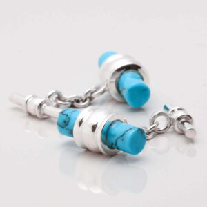 Sterling Silver Turquoise Barrel Chain Cufflinks