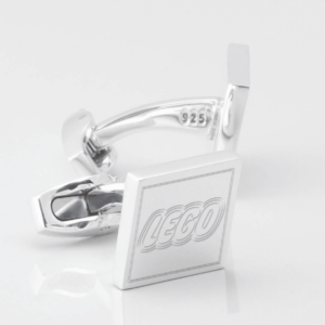 Sterling Silver Square Engraved Logo Cufflinks