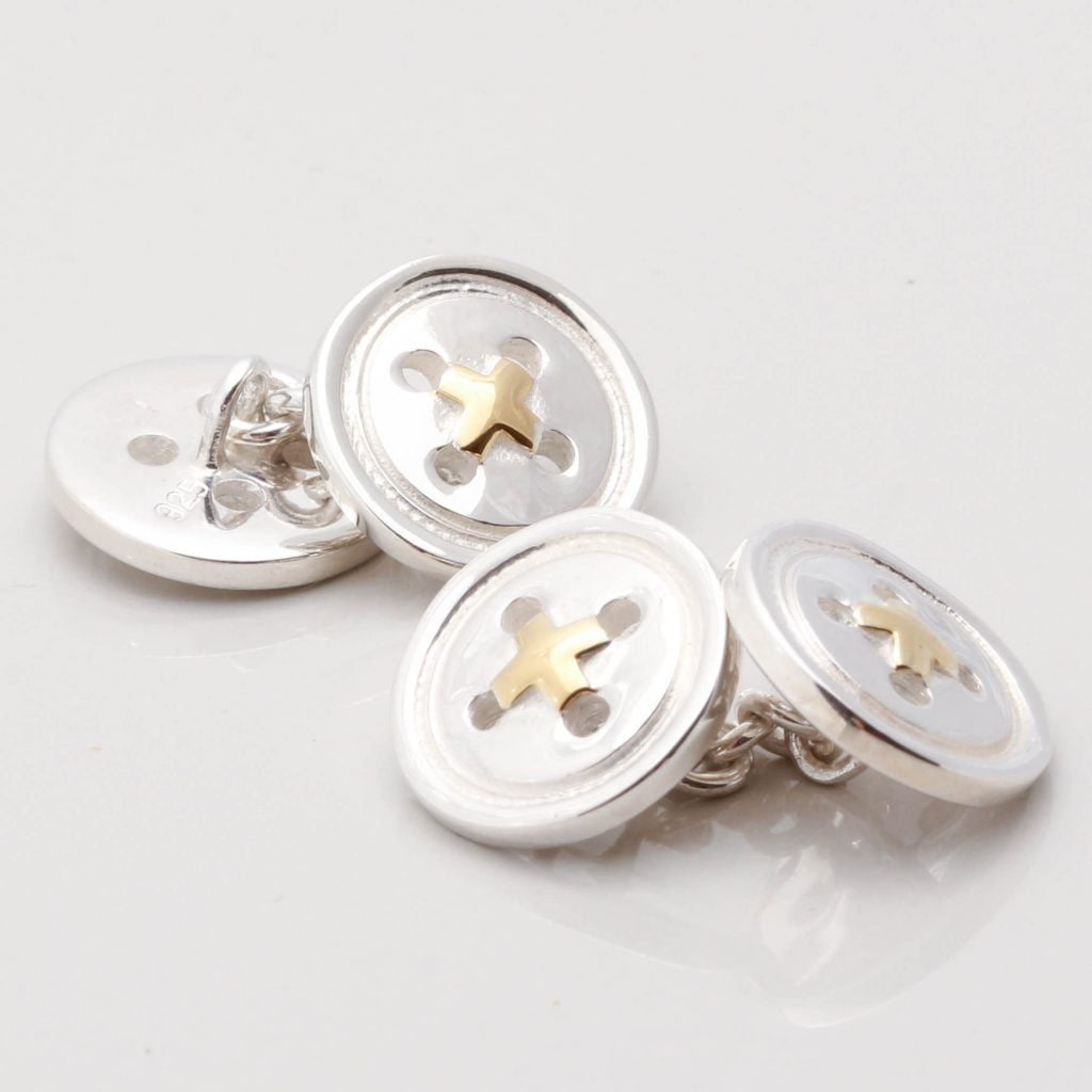 Sterling Silver Button Cufflinks by Badger & Brown. The Cufflink