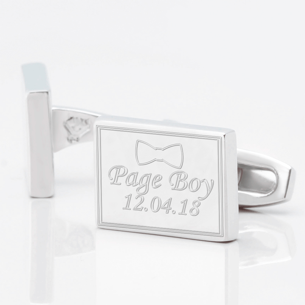 Personalised Page Boy Bowtie Cufflinks by Badger & Brown.