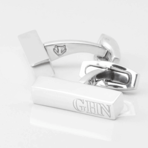 Sterling Silver Bar Engraved Initial Cufflinks