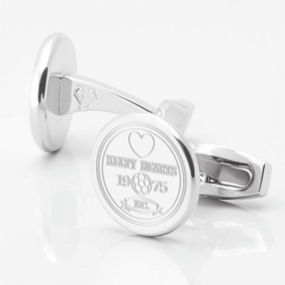 Kelty Hearts Football Engraved Cufflinks by Badger & Brown.Badger and