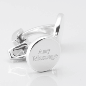 Sterling Silver Plated Circle Engraved Cufflinks
