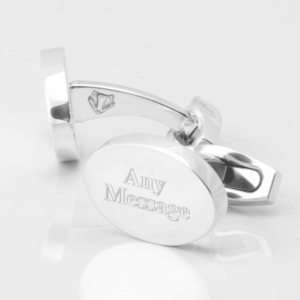Sterling Silver Plated Oval Engraved Cufflinks