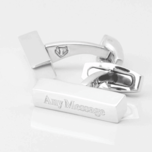 Sterling Silver Plated Bar Engraved Cufflinks