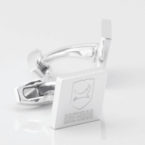 Sterling Silver Plated Square Engraved Logo Cufflinks